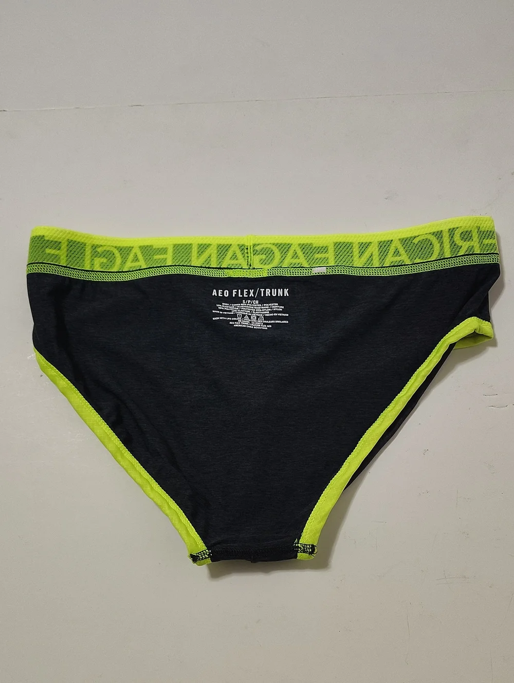 Rare Vintage American Eagle Black & Neon Yellow Brief - Size S